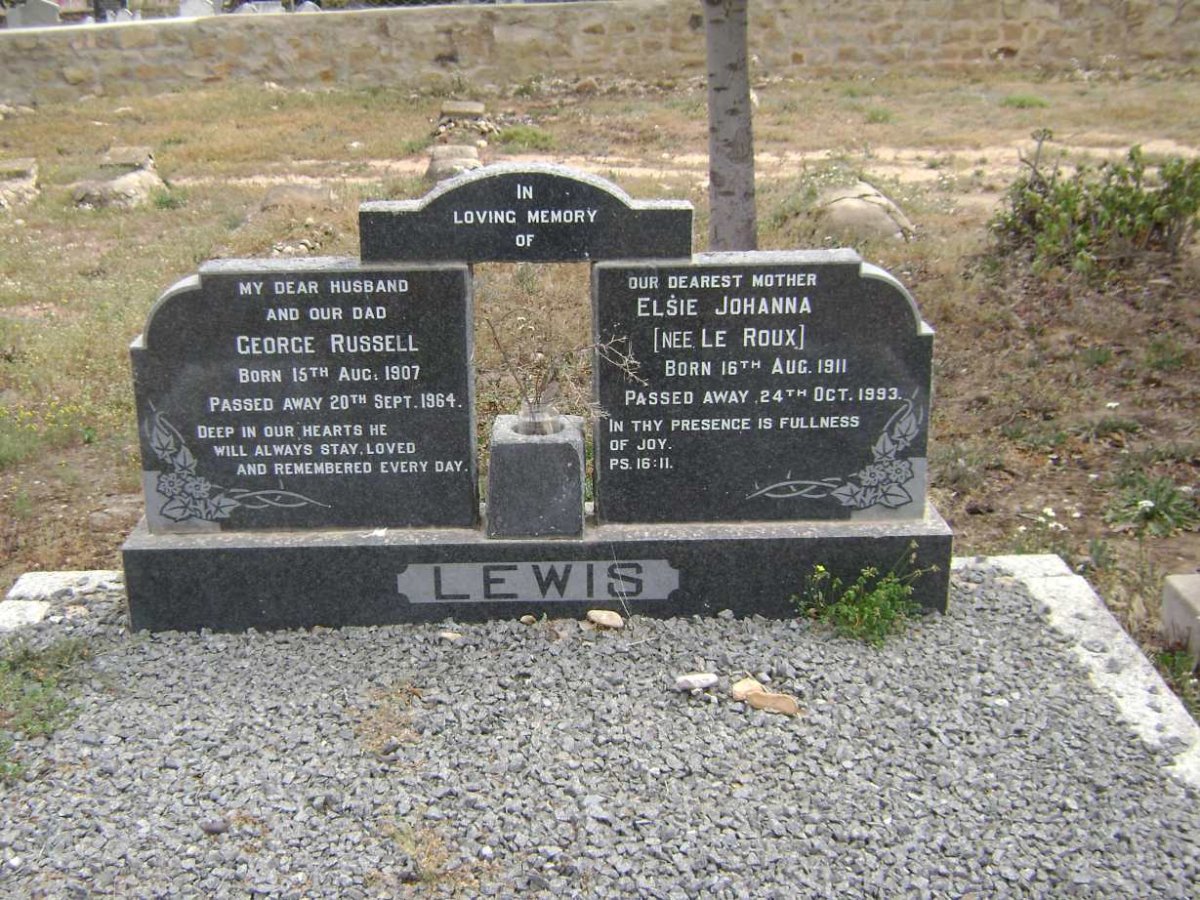LEWIS George Russell 1907-1964  Elsie Johanna LE ROUX 1911-1993