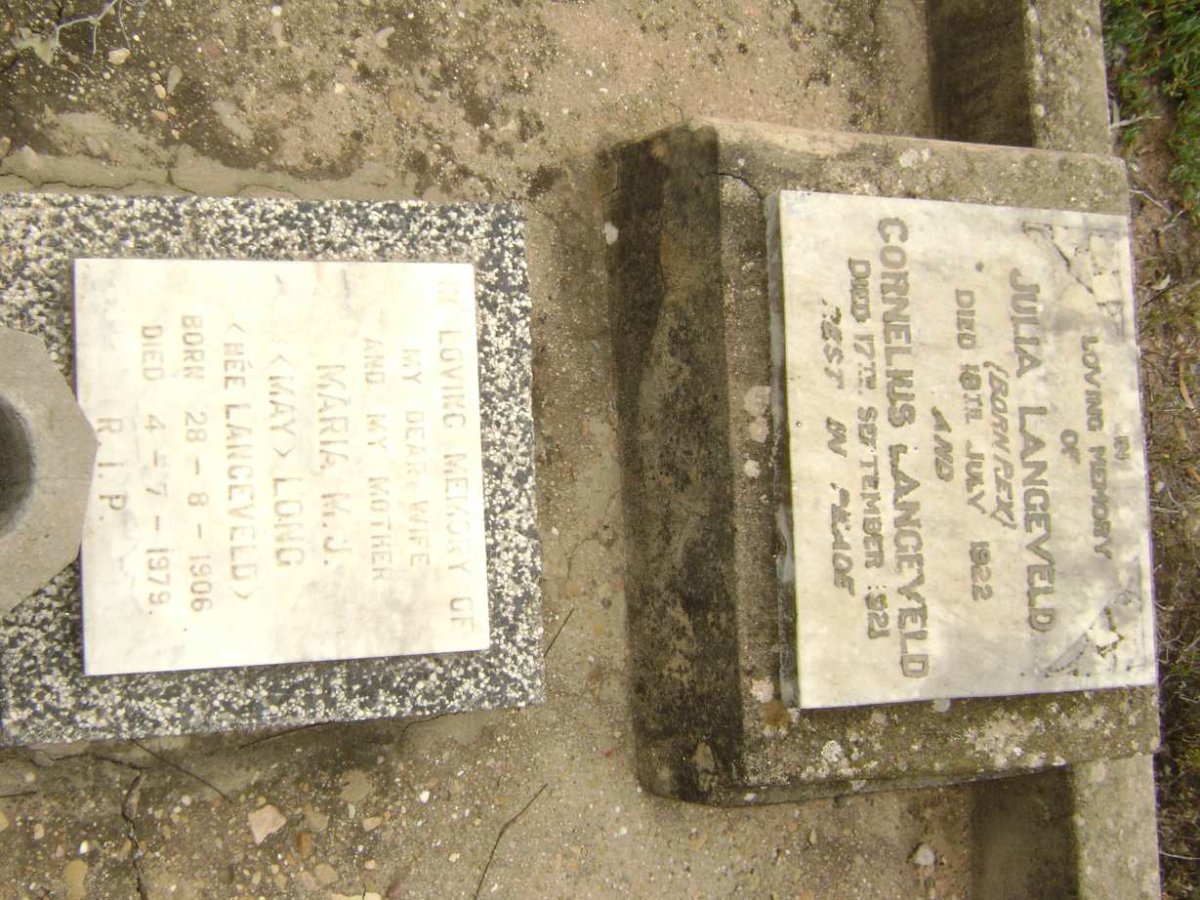 LANGEVELD Cornelius -1921 &amp; Julia REX -1922 :: LONG Maria M.J. nee LANGEVELD 1906-1979