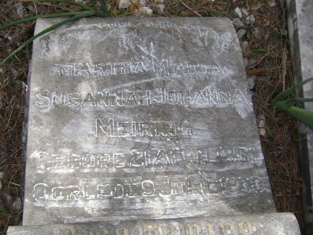 MEIRING Martha Maria Susannah Johanna 1861-1933