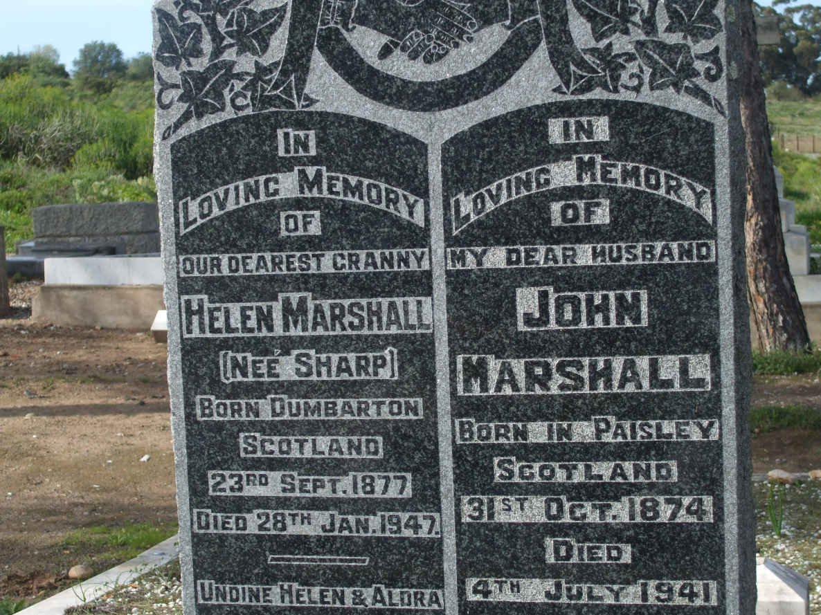 MARSHALL John 1874-1941 &amp; Helen SHARP 1877-1947