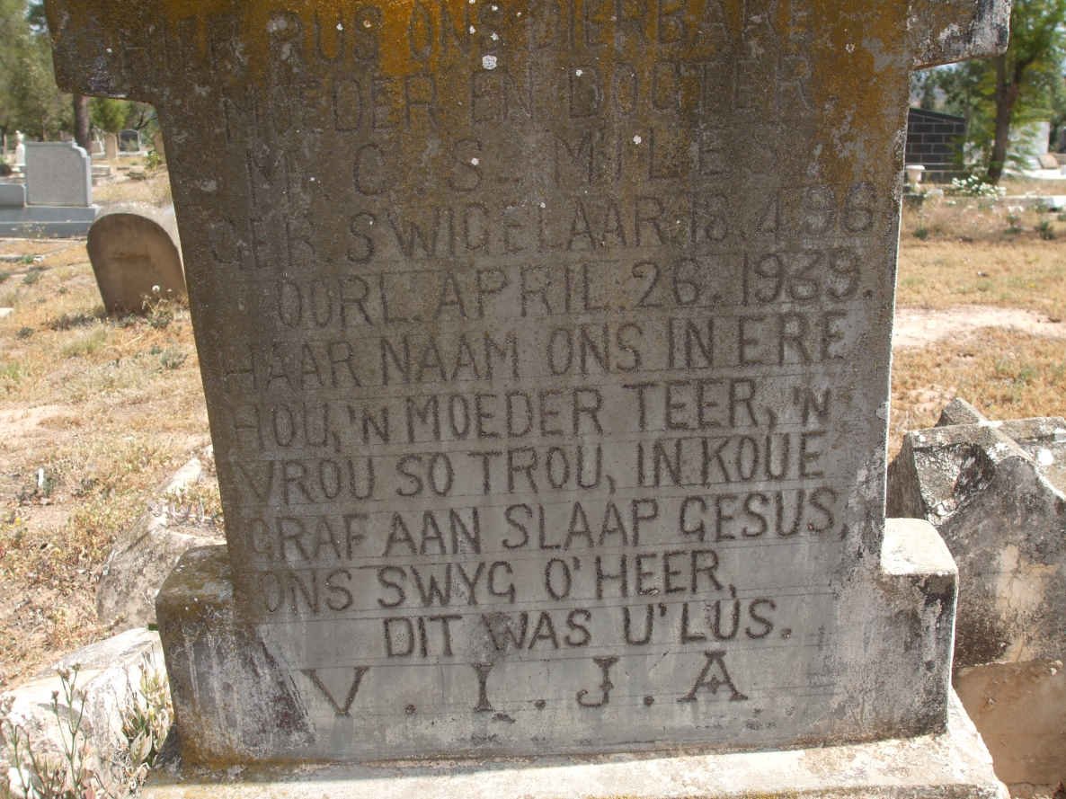 MILES M.C.S. nee SWIGELAAR 1896-1939