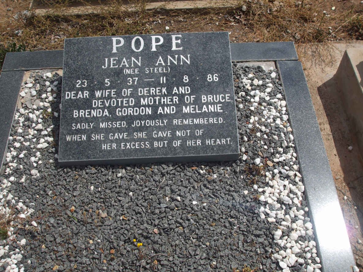 POPE Jean Ann nee STEEL 1937-1986