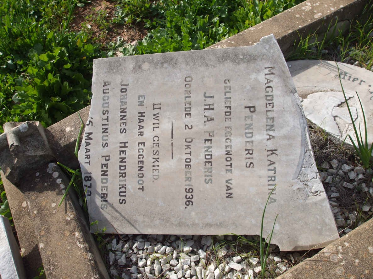 PENDERIS Johannes Hendrikus 1870-1938 &amp; Magdalena Katrina  -1936