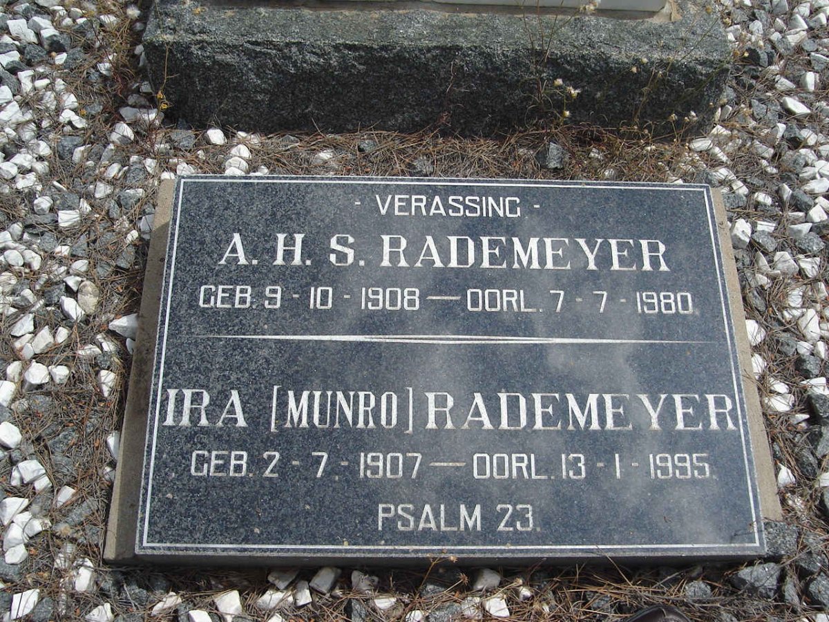 RADEMEYER A.H.S. 1908-1980 &amp; Ira MUNRO 1907-1995