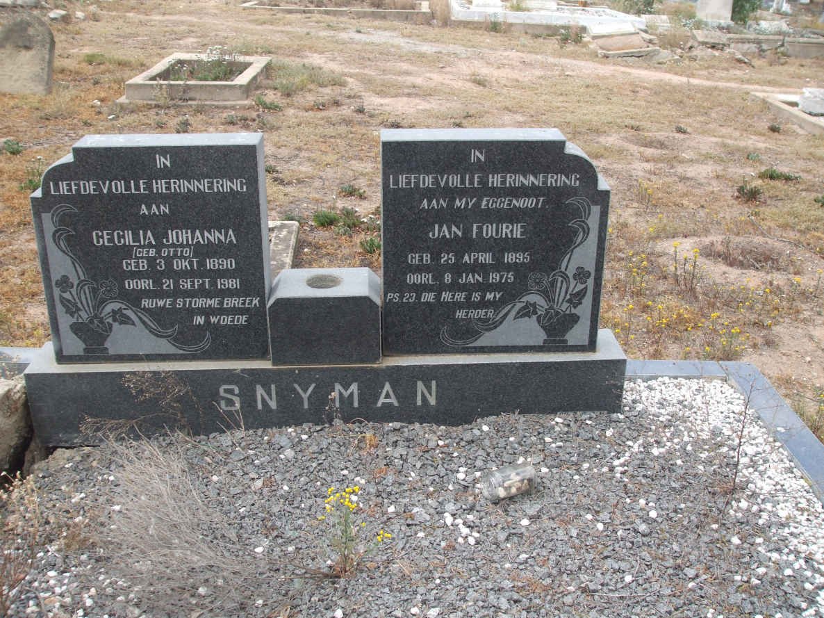 SNYMAN Jan Fourie 1895-1975 &amp; Cecilia Johanna OTTO 1890-1981