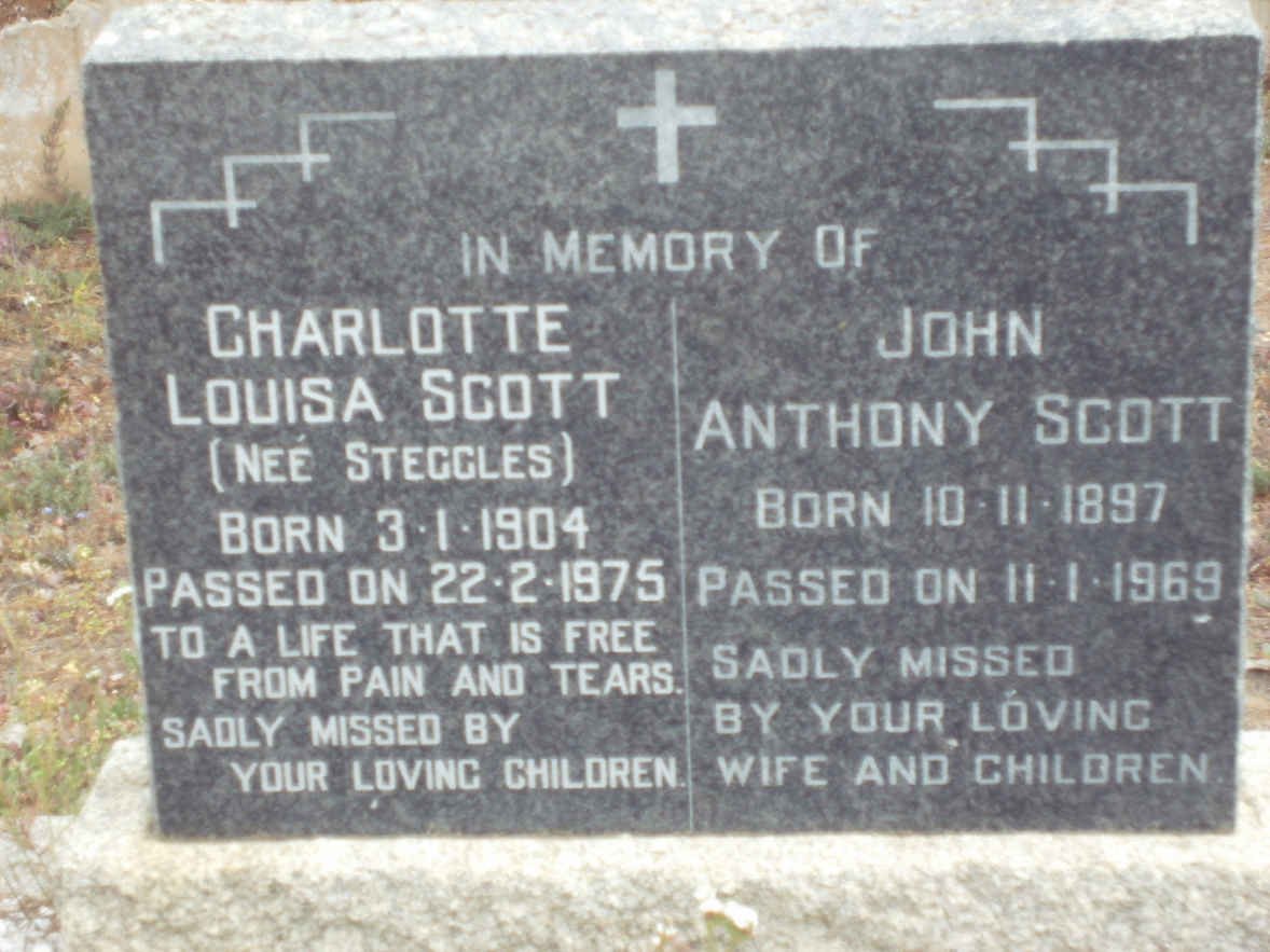 SCOTT John Anthony 1897-1962 &amp; Charlotte Louisa STEGGLES 1904-1975