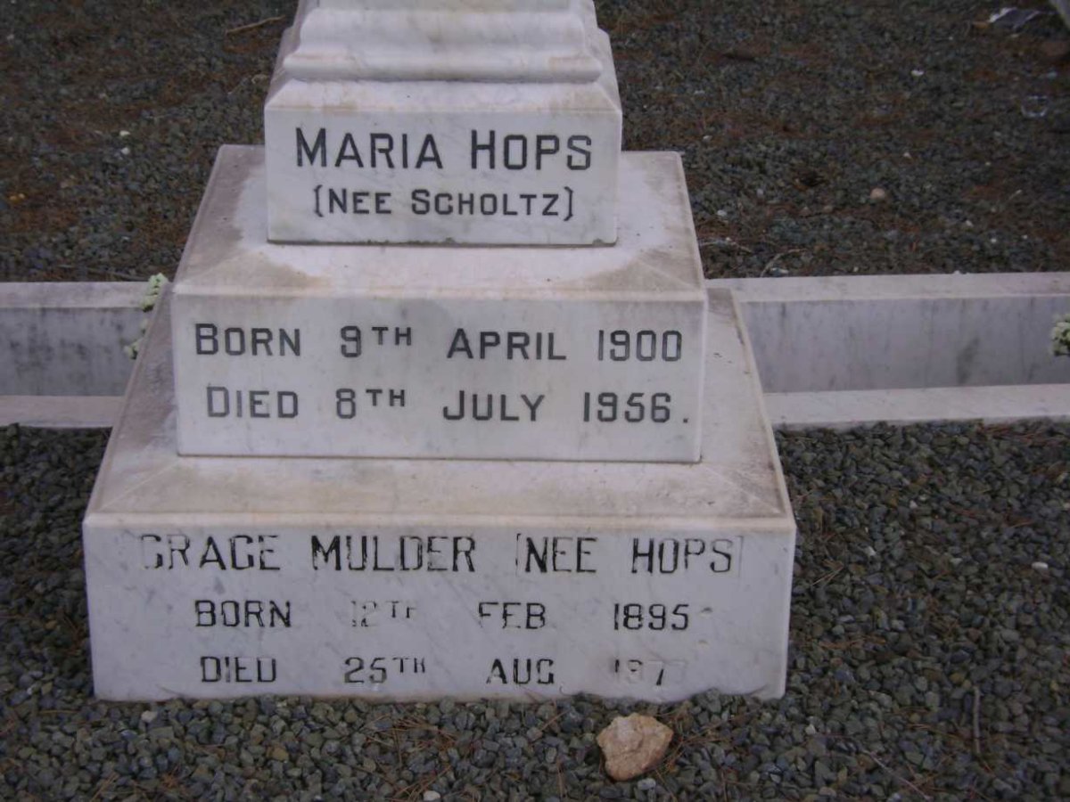 SCHOLTZ Grace Mulder nee HOPS 1895-1977 :: HOPS Maria nee SCHOLTZ 1900-1956