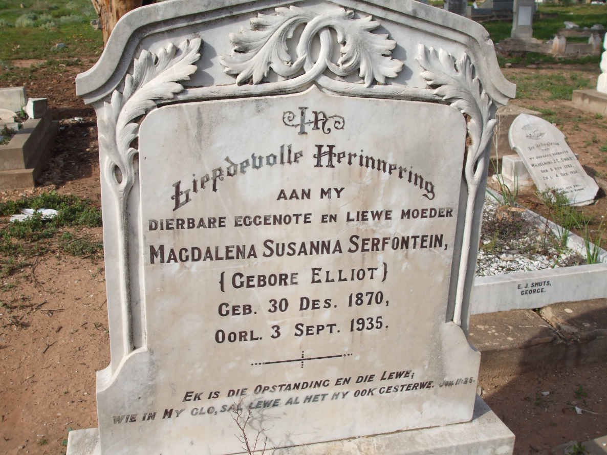 SERFONTEIN Magdalena Susanna ELLIOT 1870-1935