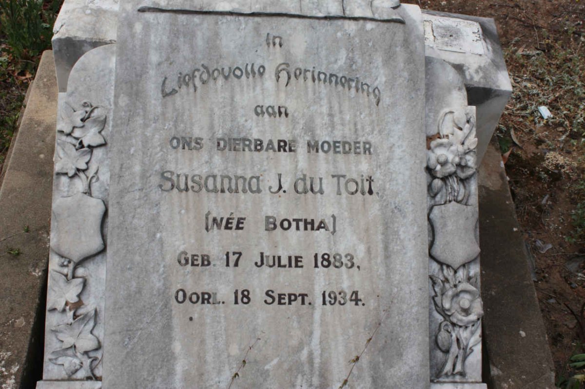 TOIT Susanna J., du nee BOTHA 1883-1934