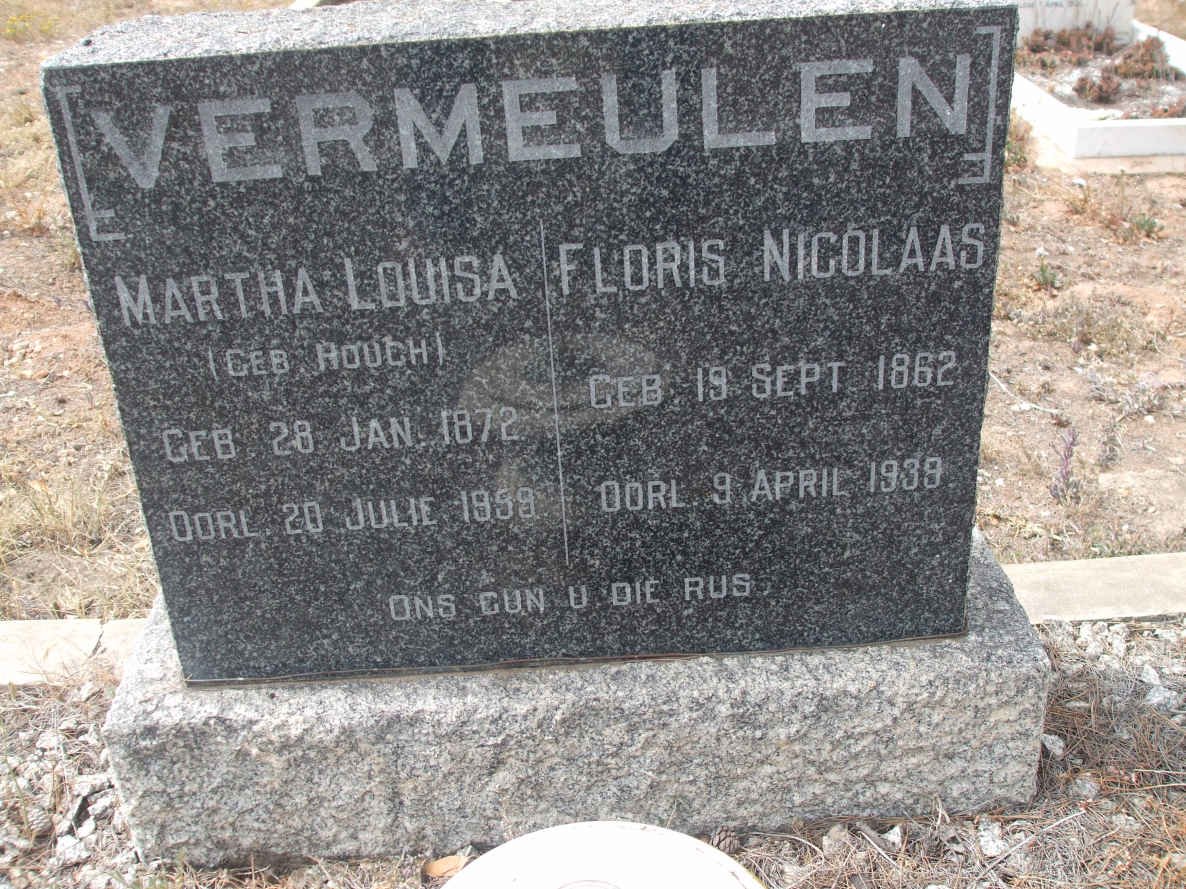 VERMEULEN Floris Nicolaas 1862-1939 &amp; Martha Louisa HOUGH 1872-1959