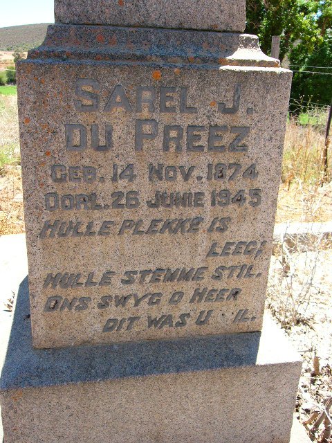 PREEZ Sarel J., du 1874-1945 &amp; Gezina A.C. FOURIE 1877-1945