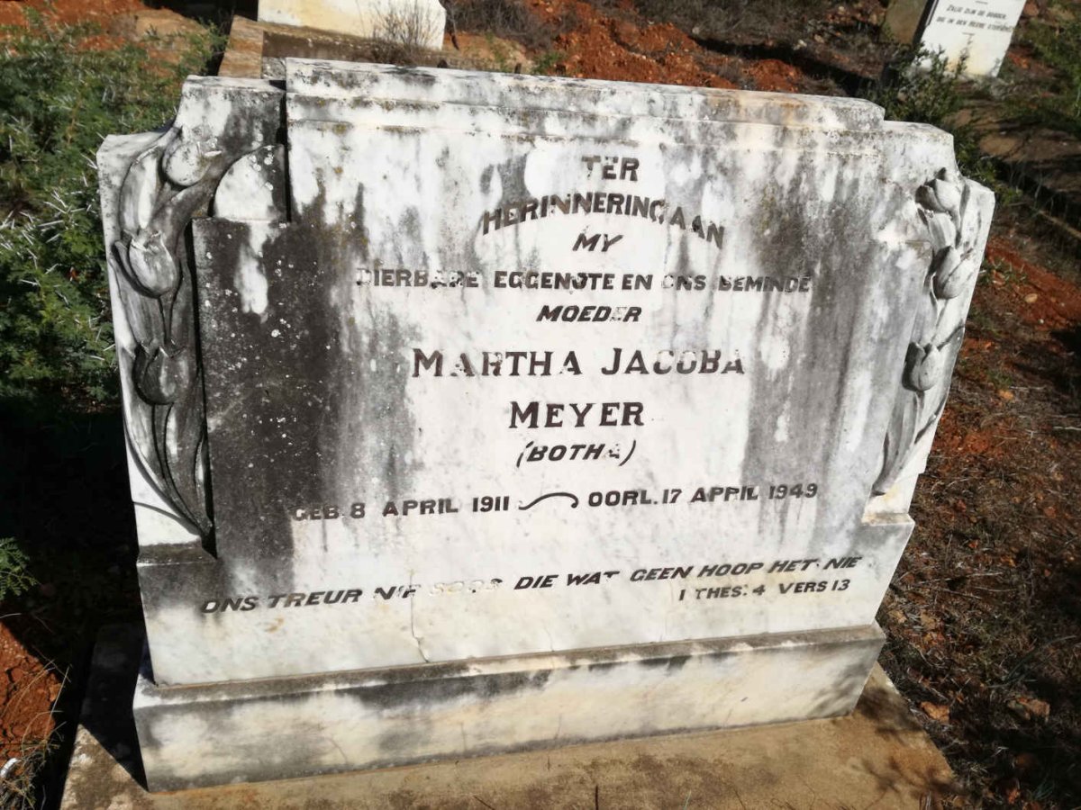 MEYER Martha Jacoba nee BOTHA 1911-1949