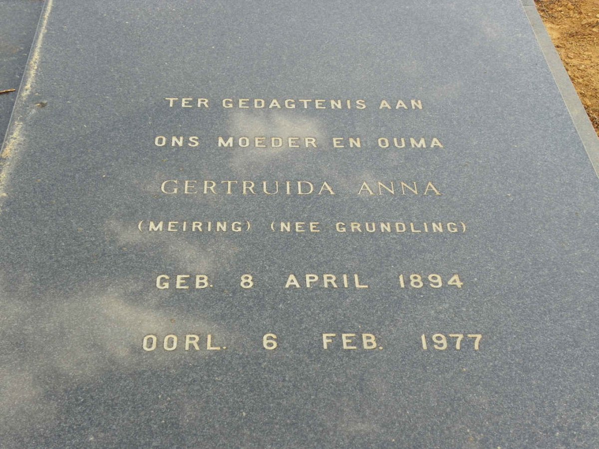STRYDOM Gertruida Anna MEIRING nee GRUNDLING 1894-1977