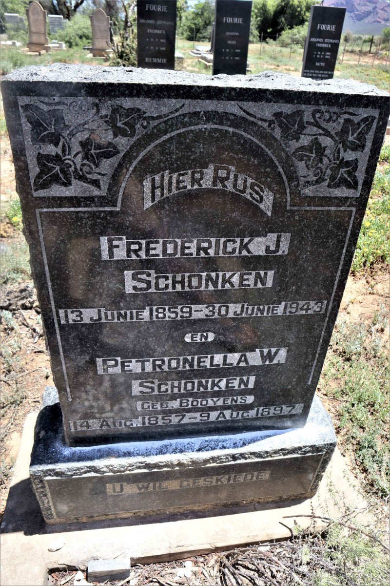 SCHONKEN Frederick J. 1859-1943 &amp; Petronella W. BOOYENS 1857-1897
