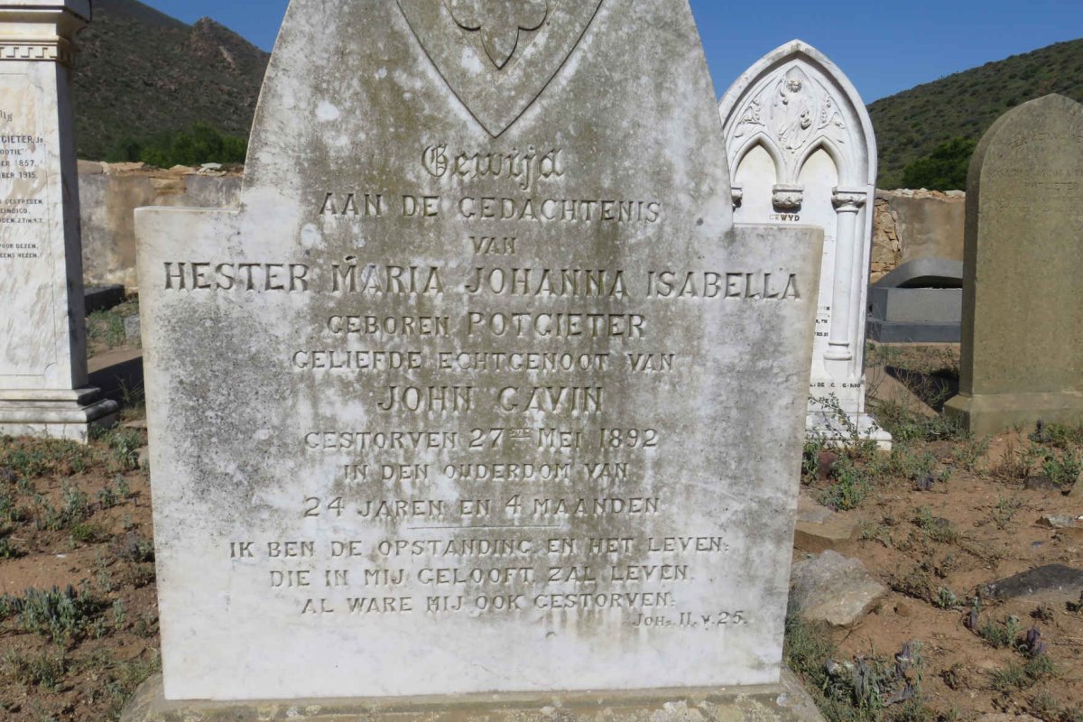 GAVIN Hester Maria Johanna Isabella nee POTGIETER -1892