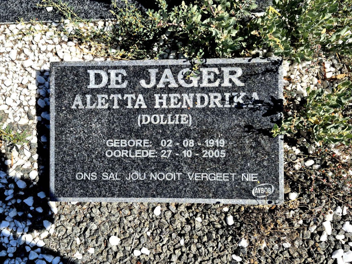JAGER Aletta Hendrika, de 1919-2005