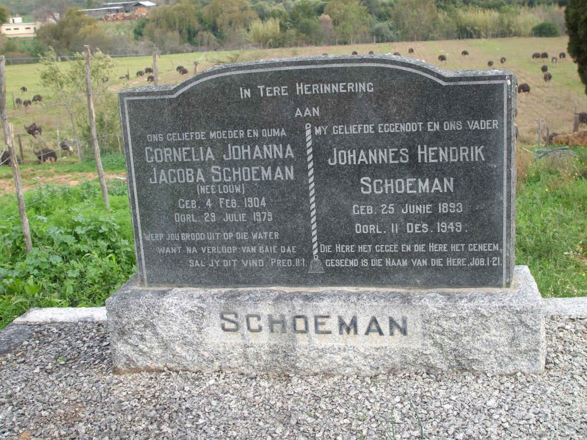 SCHOEMAN Johannes Hendrik 1893-1949 &amp; Cornelia Johanna Jacoba LOUW 1904-1979