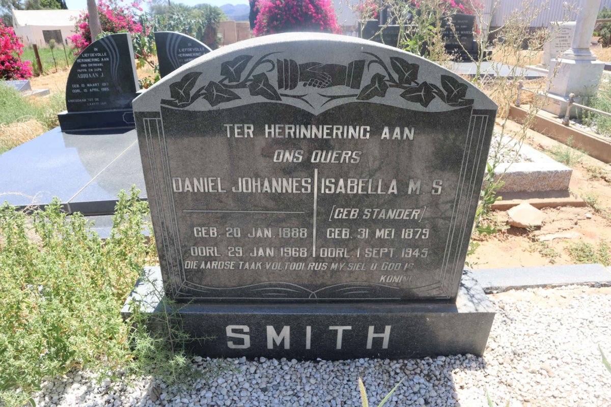 SMITH Daniel Johannes 1888-1968 &amp; Isabella M.S. STANDER 1879-1945
