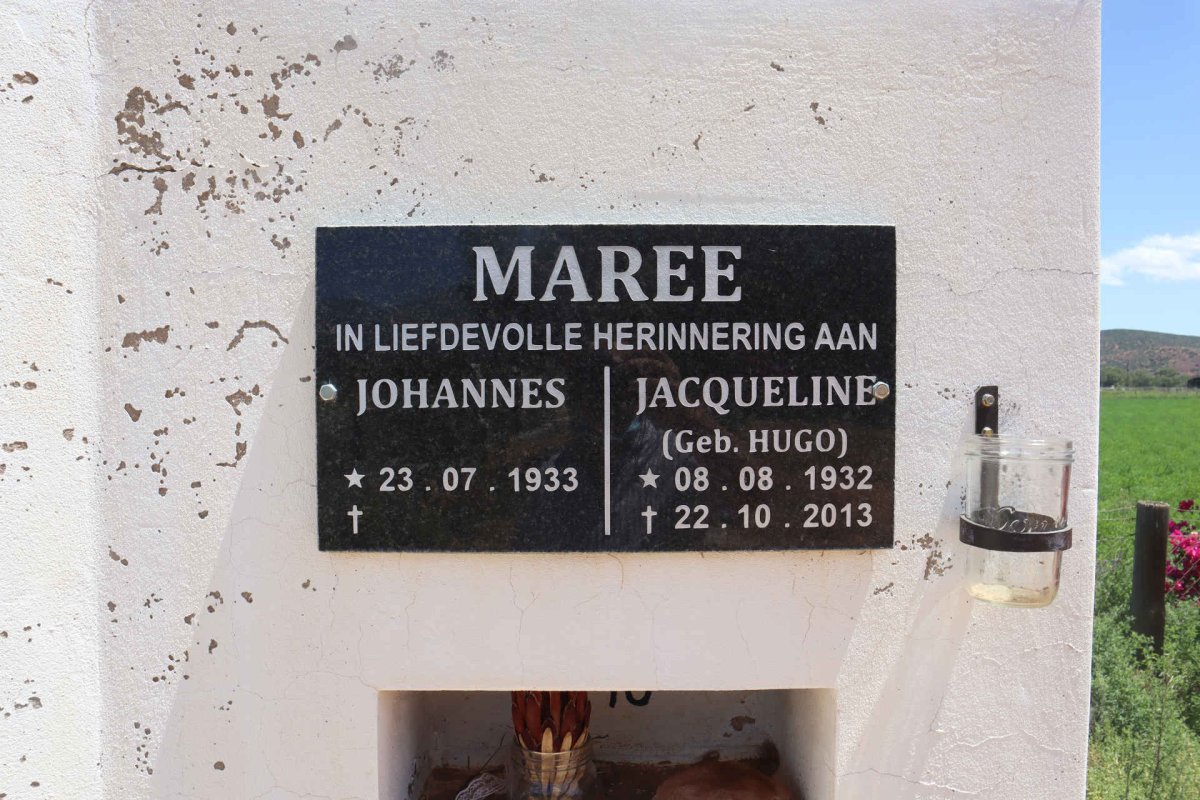 MAREE Johannes 1933- &amp; Jacqueline HUGO 1932-2013