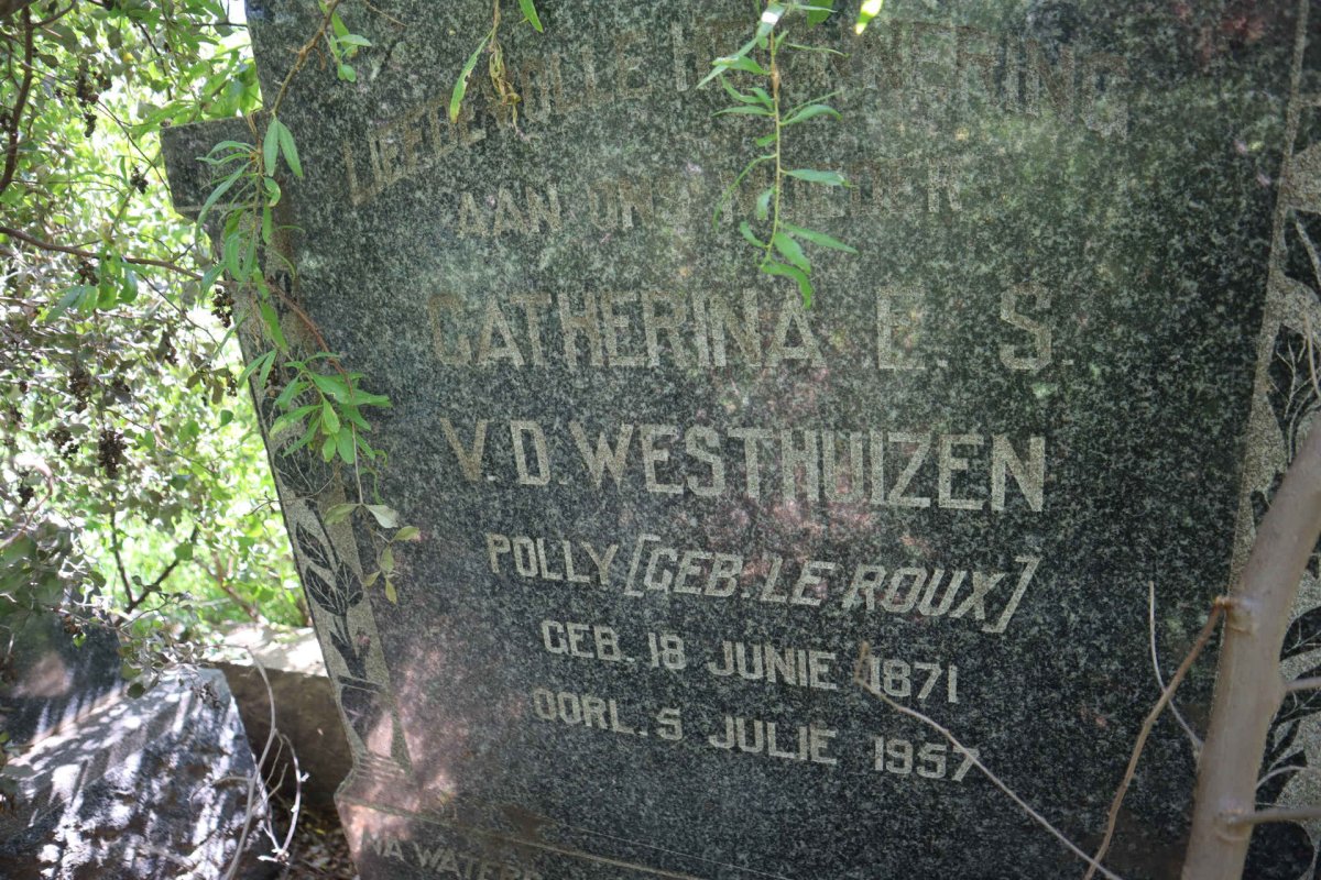 WESTHUIZEN Catherina E.S., v.d. nee LE ROUX 1871-1957