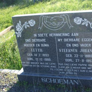 SCHOEMAN Stefanus Johannes 1880-1953 &amp; Lettie 1893-1989