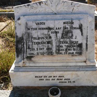 TERBLANCHE Philipus R.N. 1869-1953 &amp; Anna J.S. TERBLANCHE 1871-1942