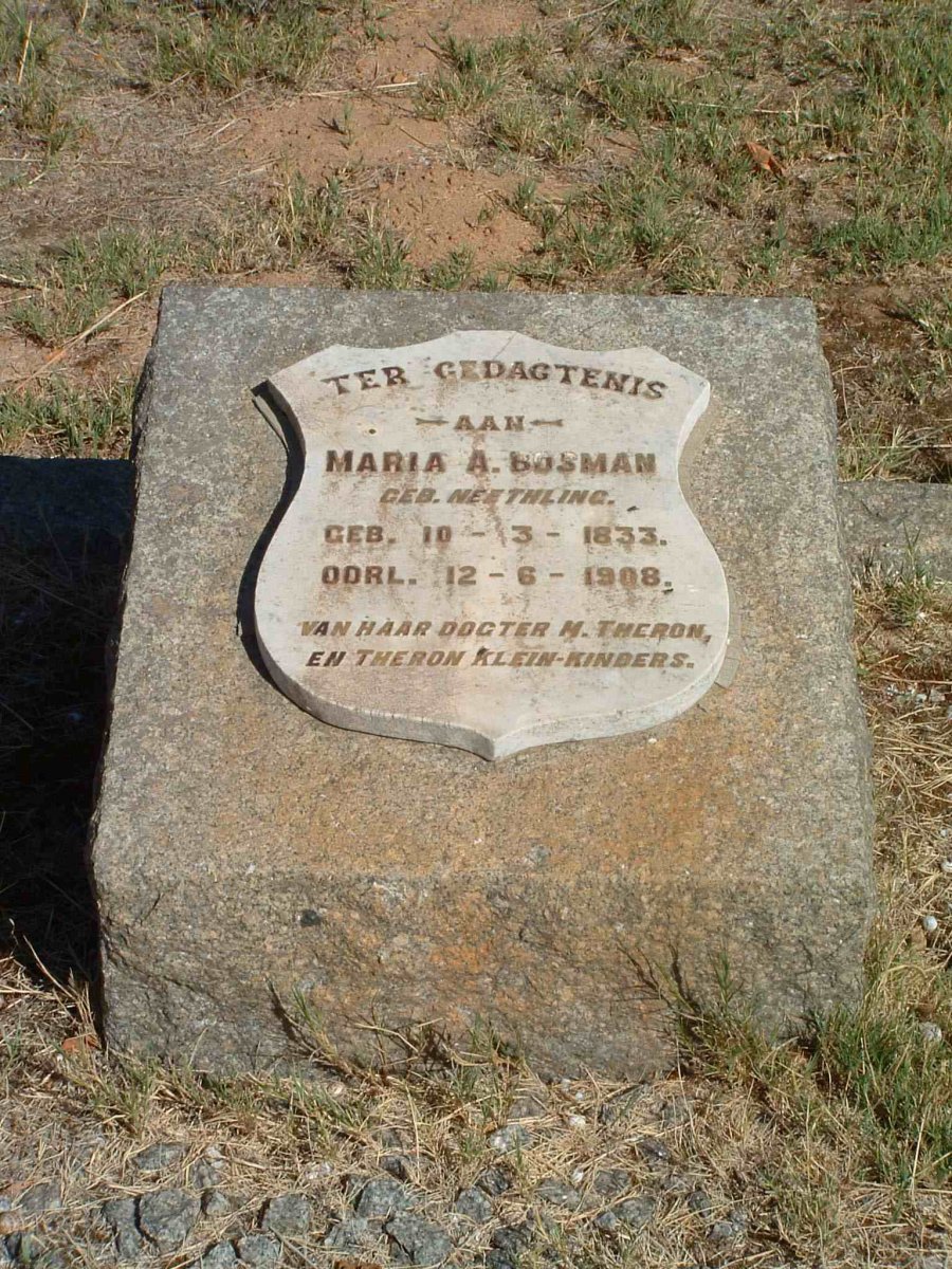 BOSMAN Maria A. nee NEETHLING 1833-1908