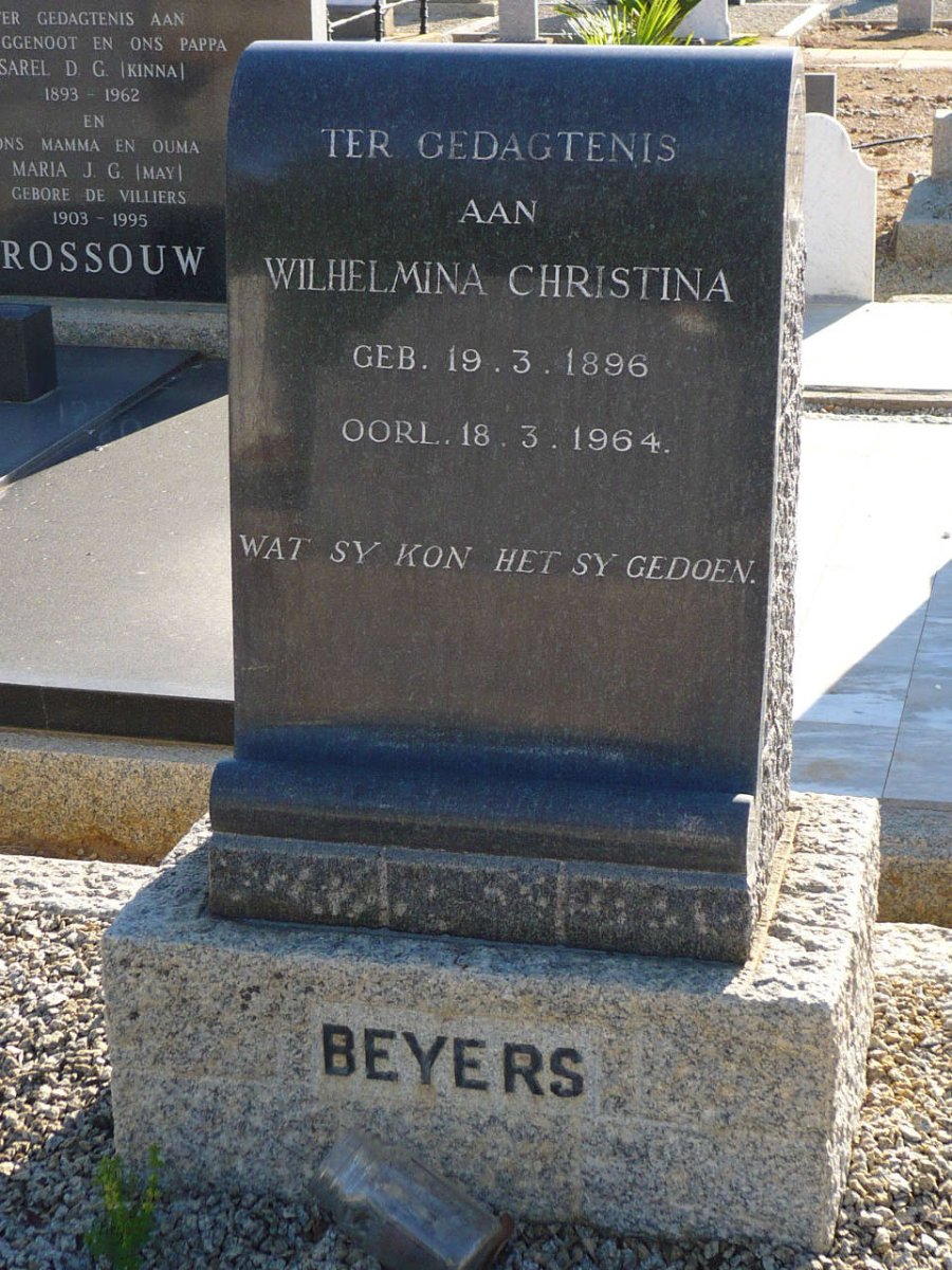 BEYERS Wilhelmina Christina 1896-1964