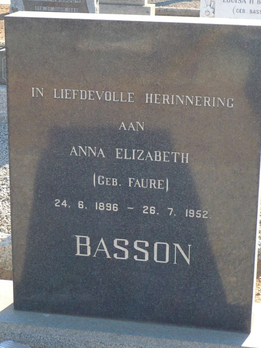 BASSON Anna Elizabeth nee FAURE 1896-1952