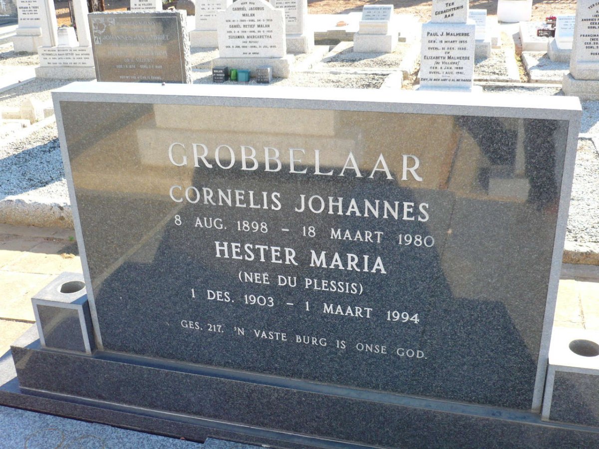 GROBBELAAR Cornelis Johannes 1898-1980 &amp; Hester Maria DU PLESSIS 1903-1994