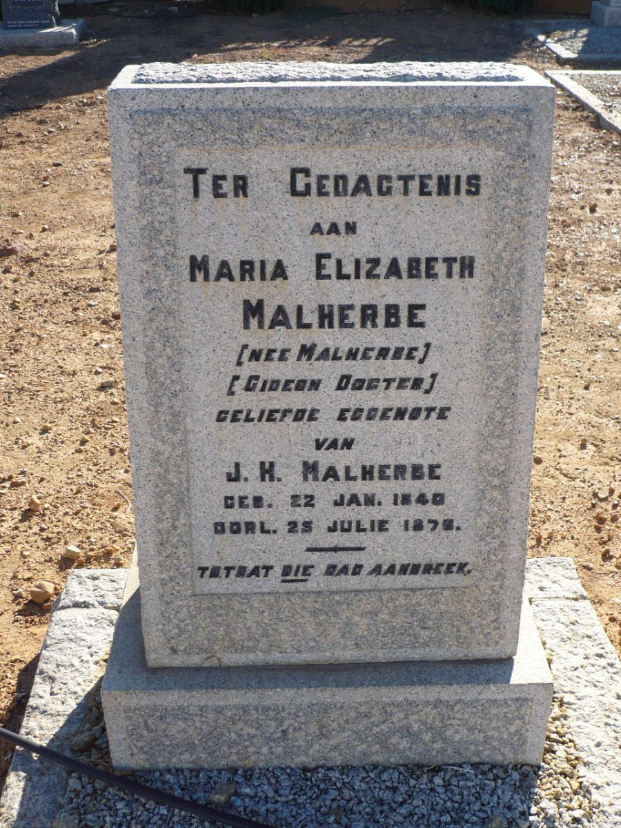 MALHERBE Maria Elizabeth nee MALHERBE 1840-1876