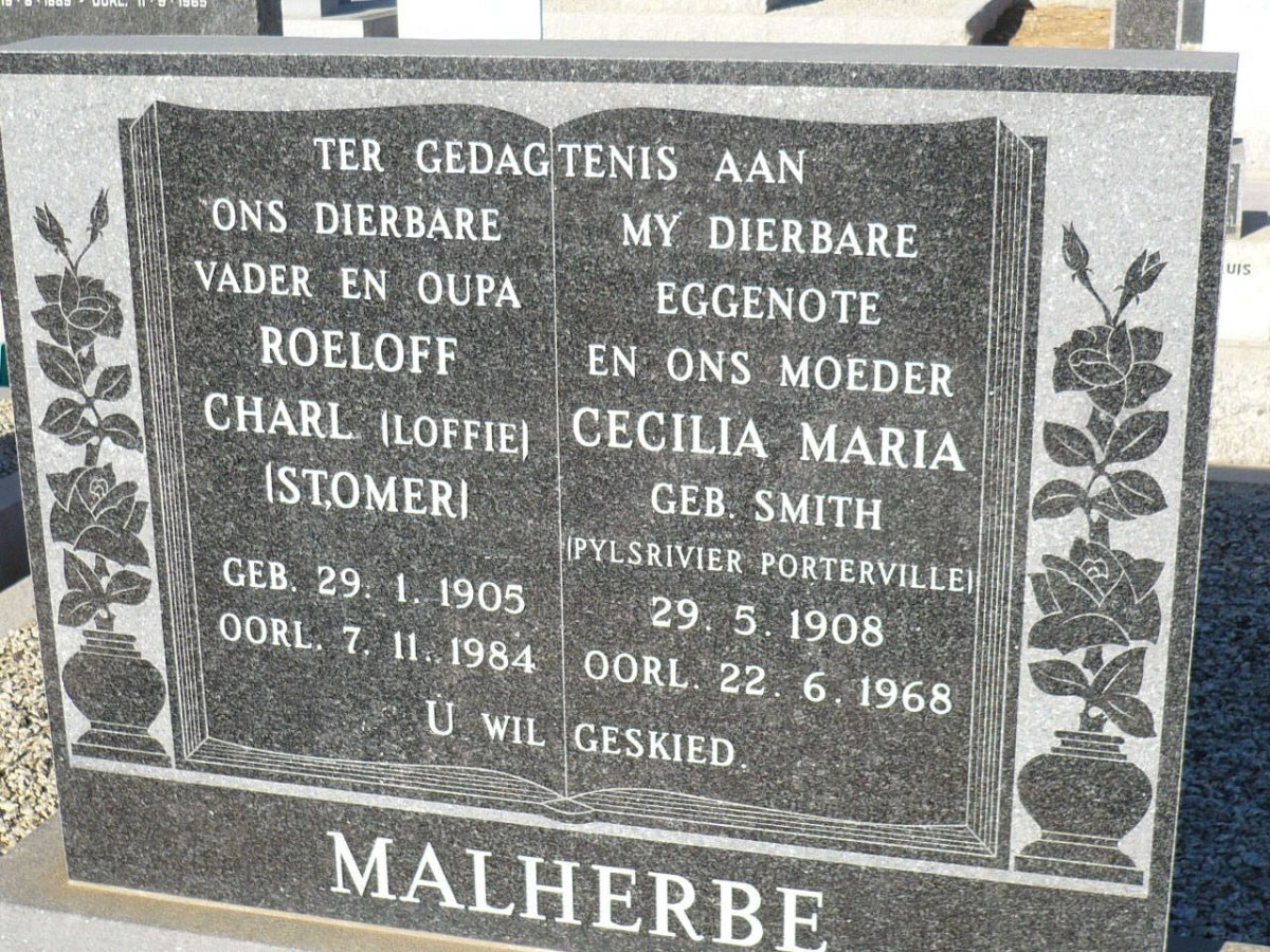 MALHERBE Roeloff Charl 1905-1984 &amp; Cecila Maria SMITH 1908-1968