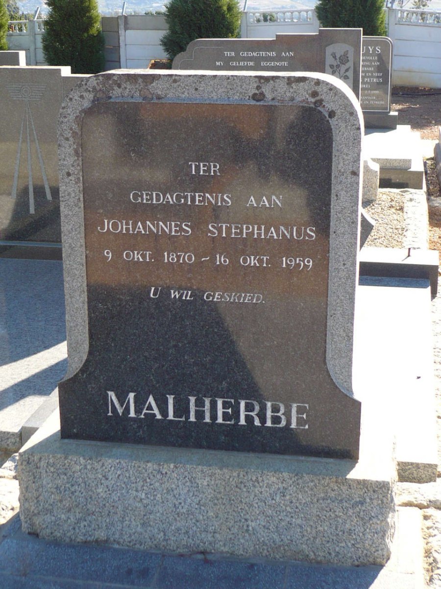 MALHERBE Johannes Stephanus 1870-1959