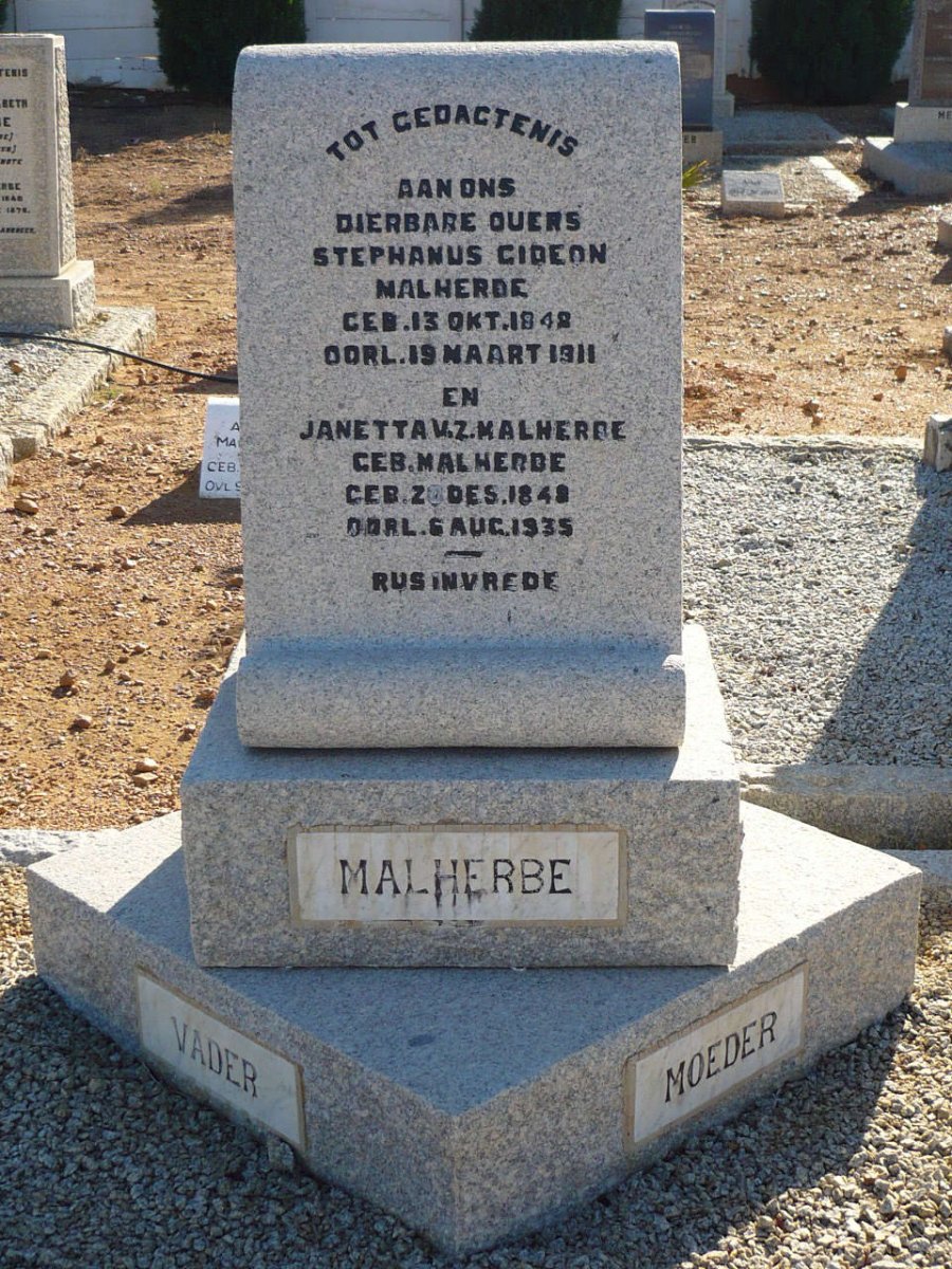 MALHERBE Stephanus Gideon 1848-1911 &amp; Janetta v.Z. MALHERBE 1848-1935