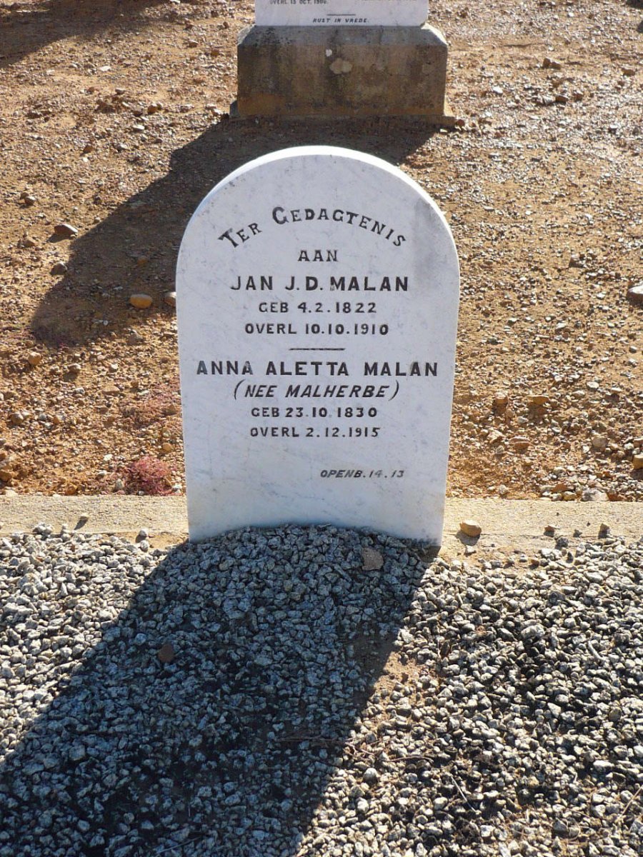 MALAN Jan J.D. 1822-1910 &amp; Anna Aletta MALHERBE 1830-1915