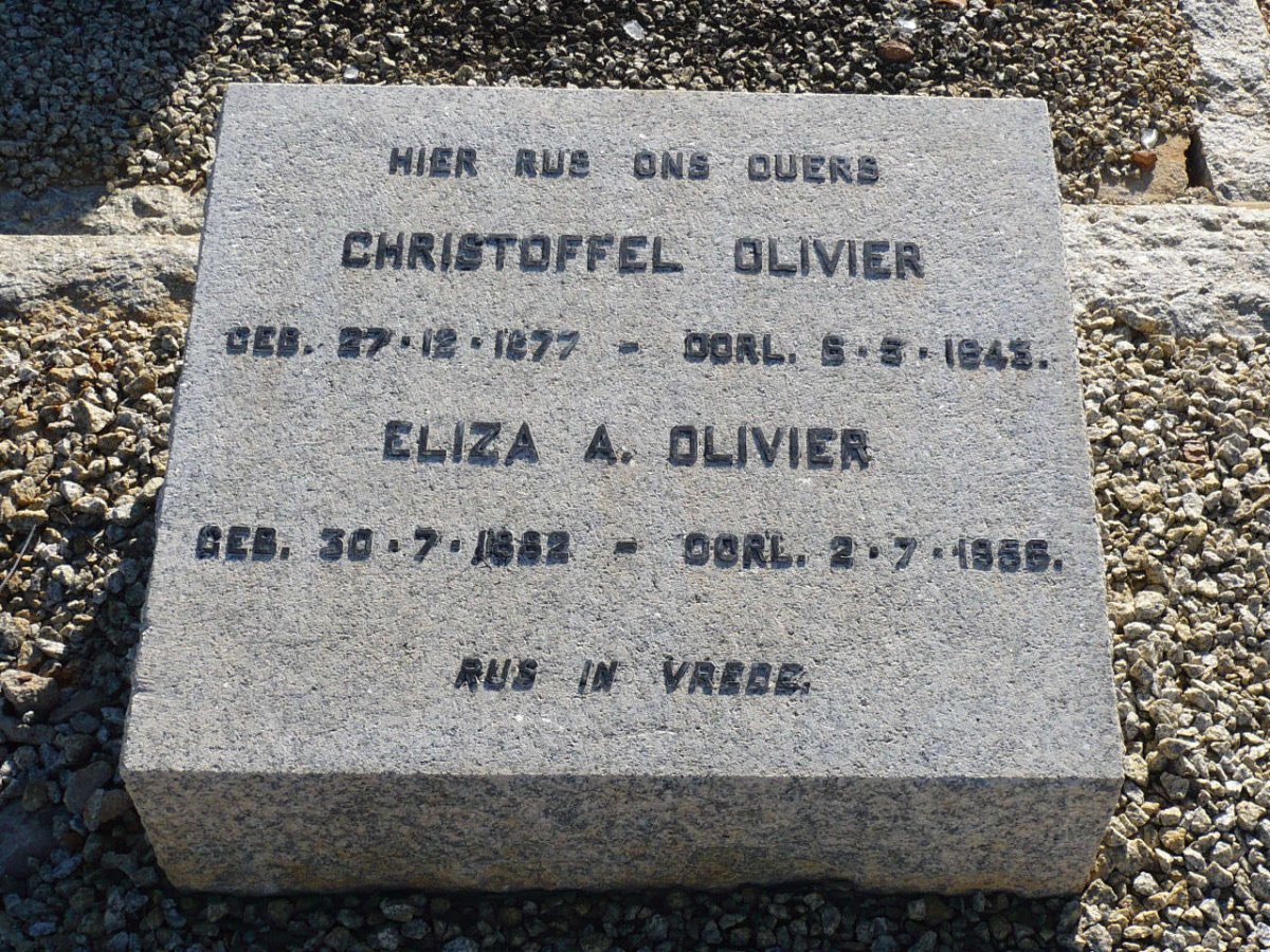 OLIVIER Christoffel 1877-1943 &amp; Eliza A. 1882-1956