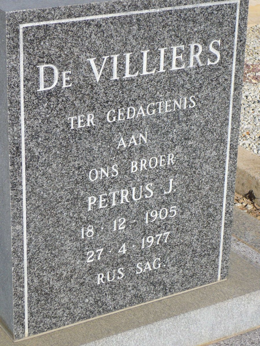 VILLIERS Petrus J., de 1905-1977