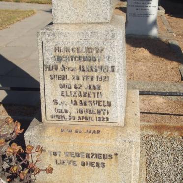 JAARSVELD Paul A., van -1921 &amp; Elizabeth S. JOUBERT -1923
