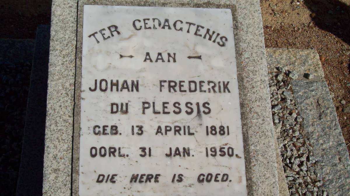 PLESSIS Johan Frederik, du 1881-1950