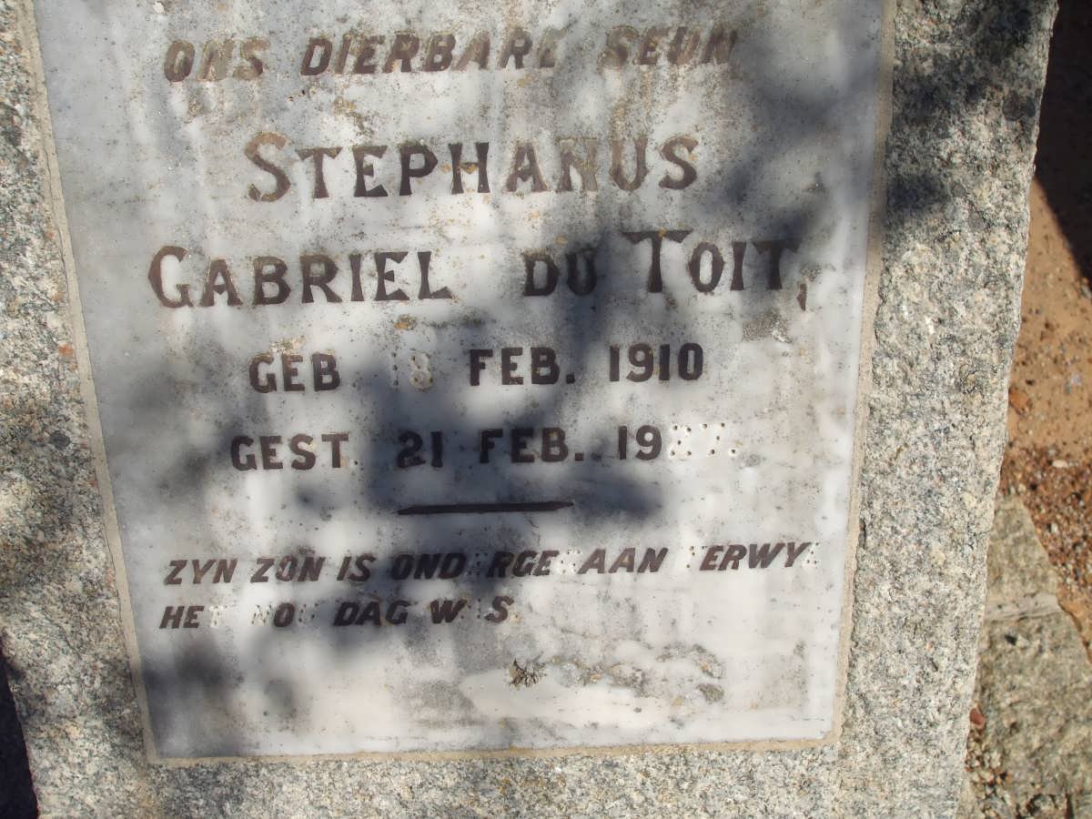 TOIT Stephanus Gabriel, du 1910-1927