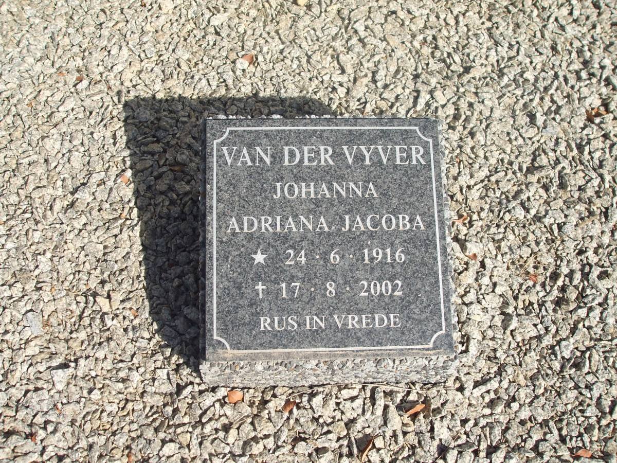 VYVER Johanna Adriana Jacoba, van der 1916-2002