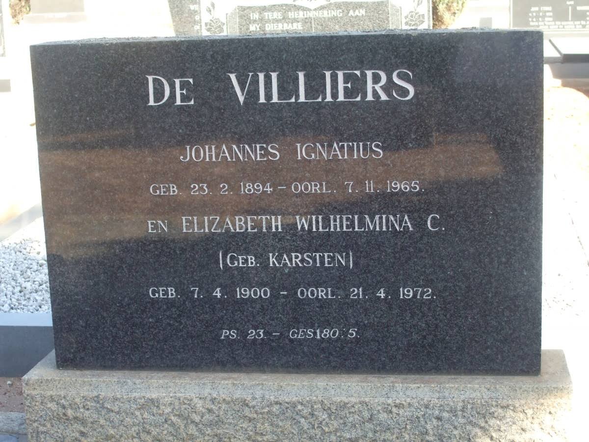 VILLIERS Johannes Ignatius, de 1894-1965 &amp; Elizabeth Wilhelmina C. KARSTEN 1900-1972