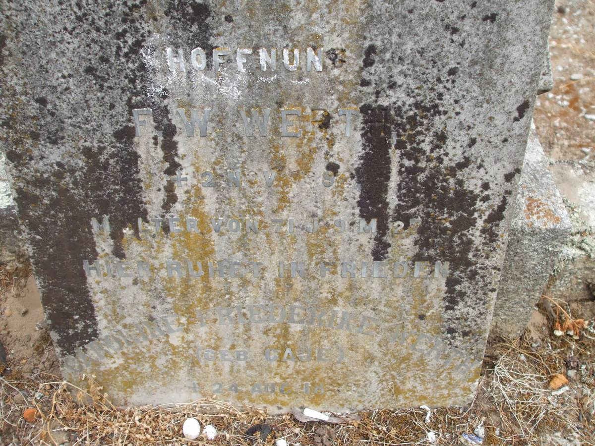 WERTH F.W. ??-?? &amp; Caroline Friederike CAUE ??-??