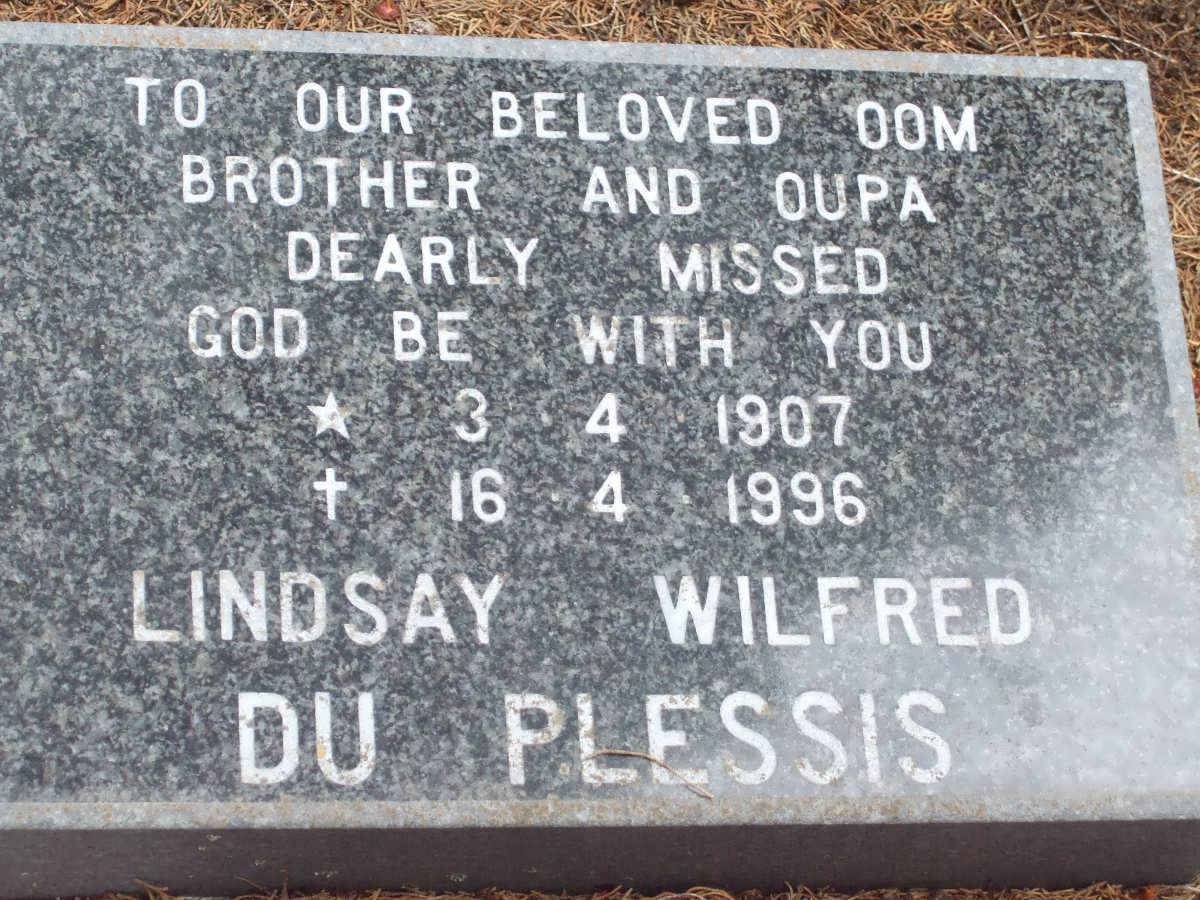 PLESSIS Lindsay Wilfred, du 1907-1996