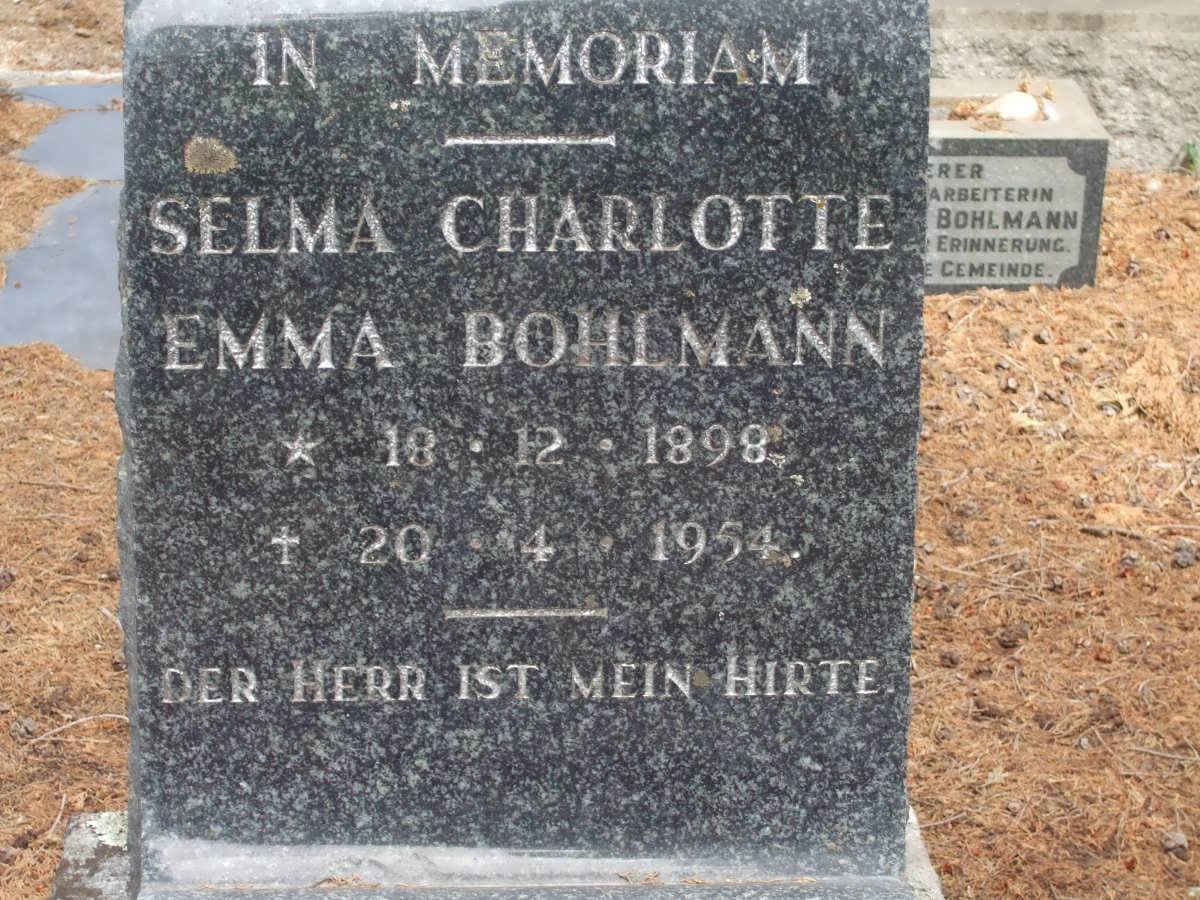 BOHLMANN Selma Charlotte Emma 1898-1954
