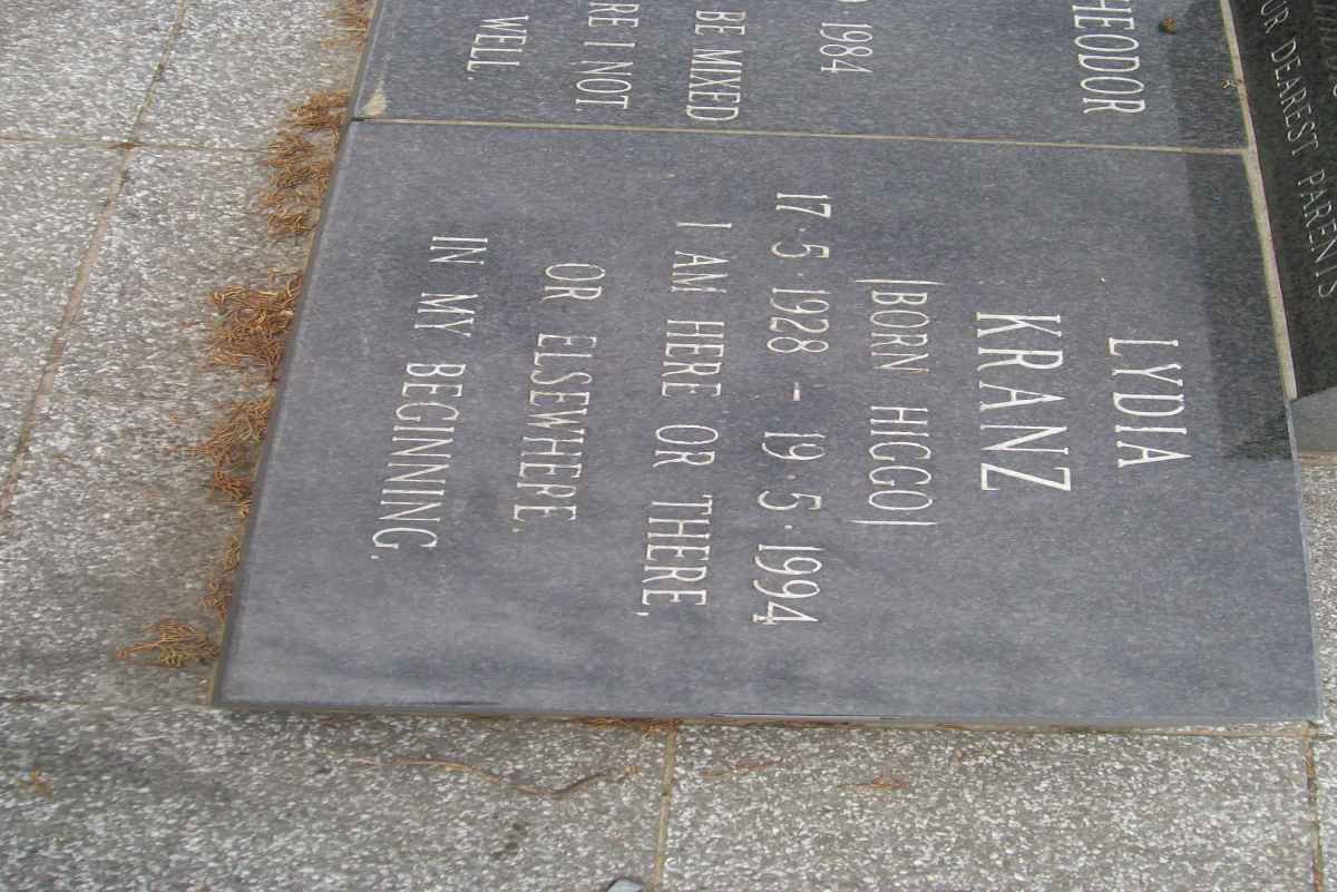 KRANZ Lydia nee HIGGO 1928-1994
