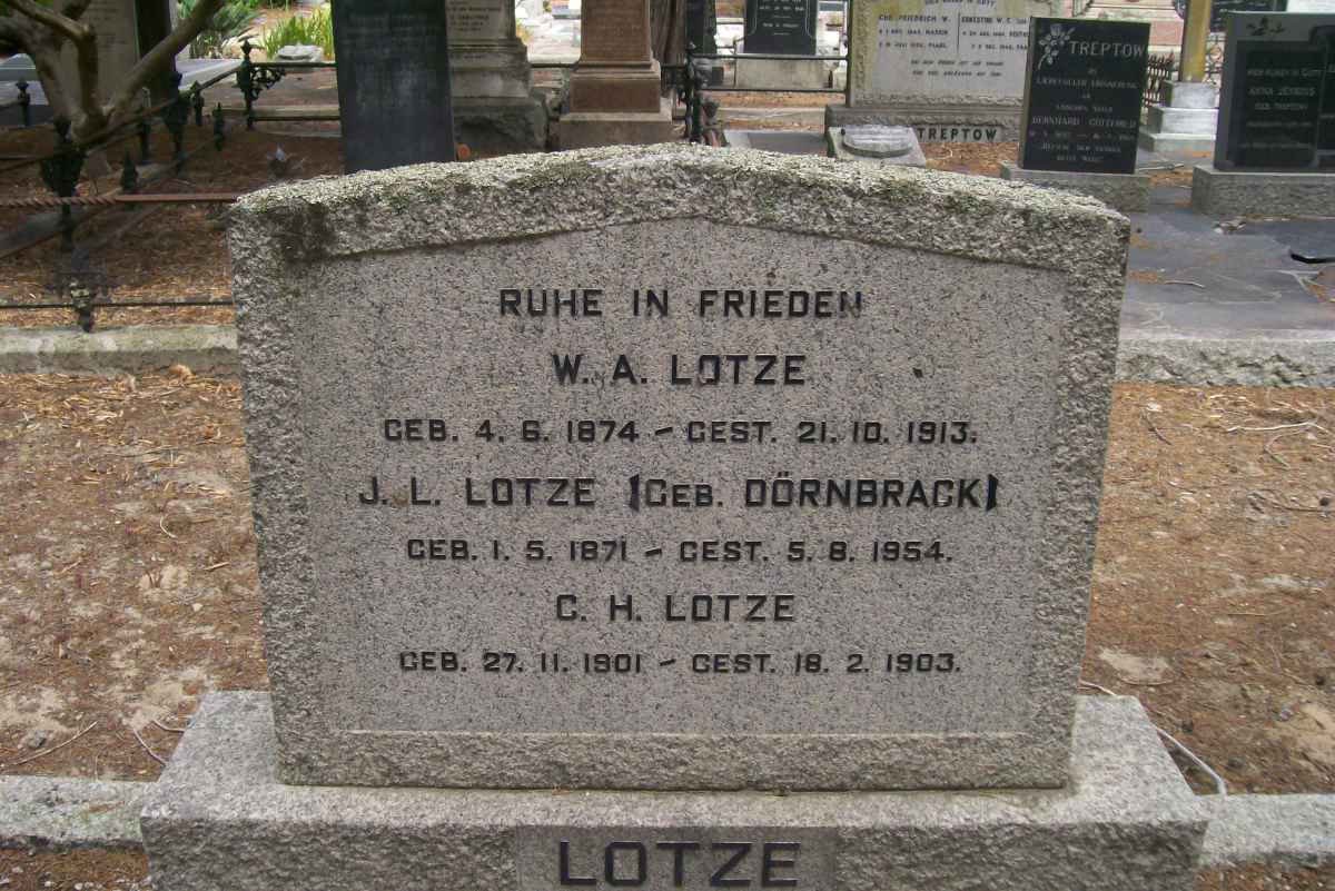 LOTZE W.A. 1874-1913 &amp; J.L. DORNBRACK 1871-1954 :: LOTZE C.H. 1901-1903
