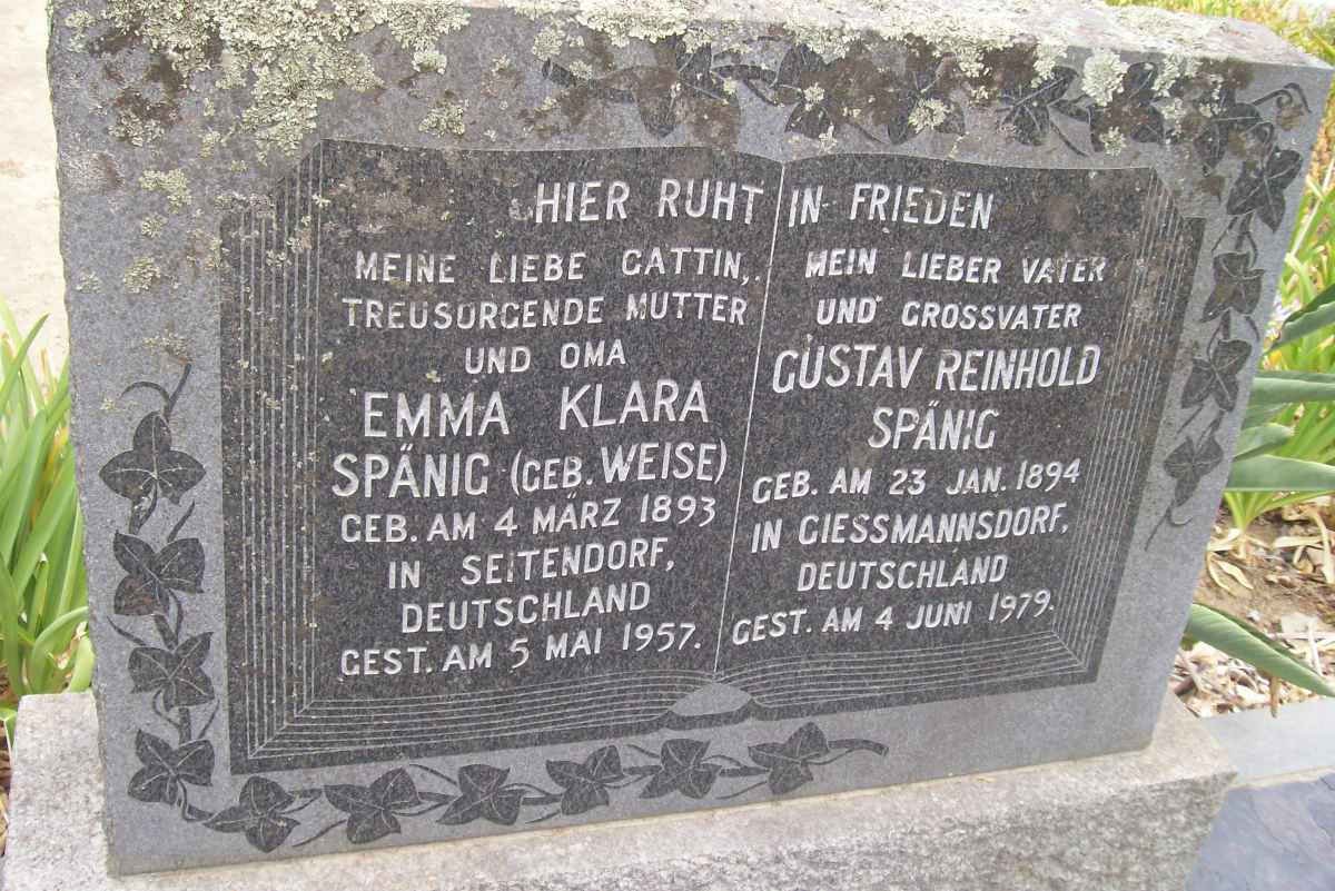 SPANIG Gustav Reinhold 1894-1979 &amp; Emma Klara WEISE 1893-1957
