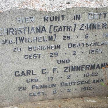 ZIMMERMANN Carl C.F. 1842-1912 &amp; Christiana WILHELM 1845-1892