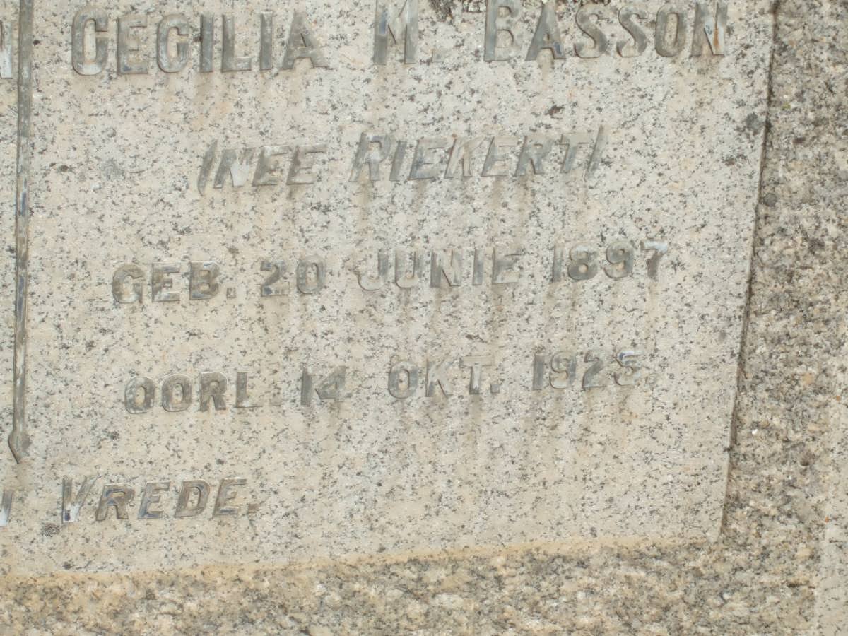 BASSON Cecilia M. nee RIEKERT 1897-1925